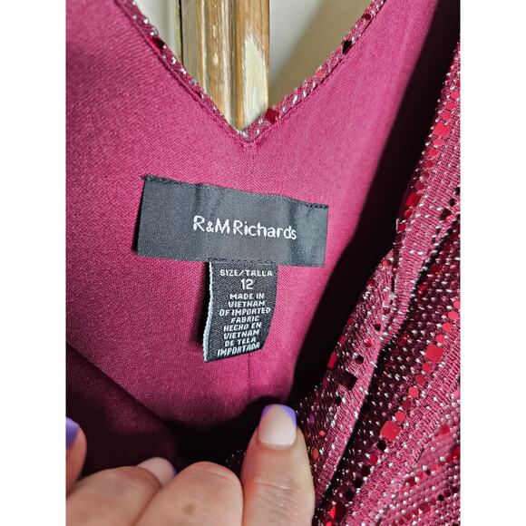 R & M Richards Long Evening Gown Dress W/ Glitter knit Bodice Ladies size 12 - Picture 10 of 16